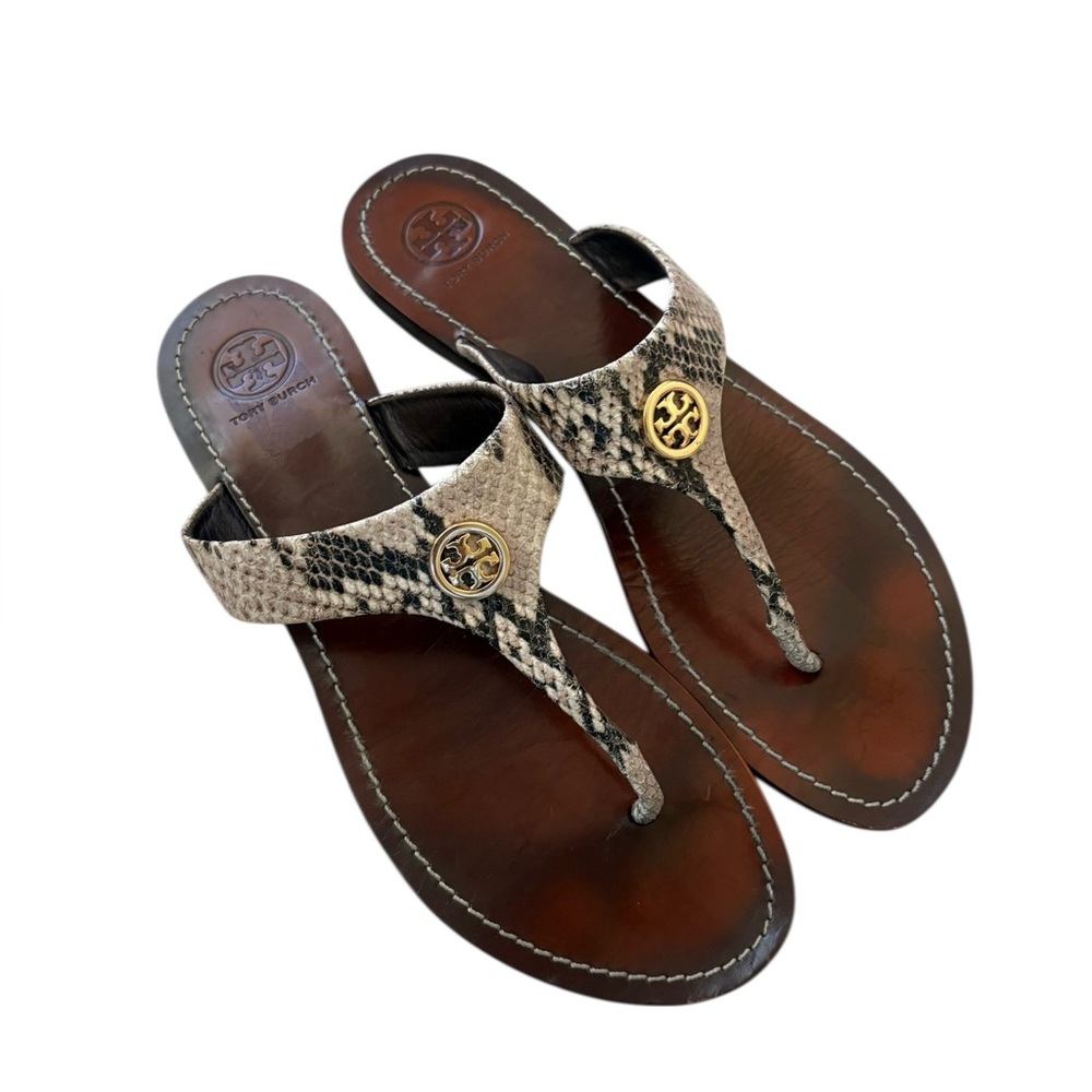 Tory Burch Women's Cameron Python Leather Flip Fl… - image 3